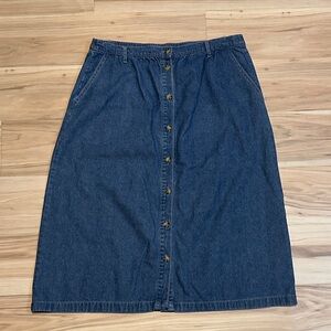 Serengeti Vintage Denim Blue Button-Down Midi Skirt PL